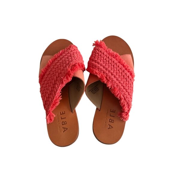 ABLE Orange Woven Braided Slides Sandals Size 7 - Picture 9 of 10